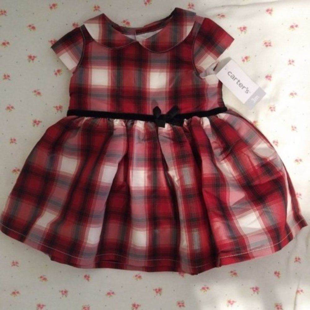 Carters Infants Baby Christmas Plaid Dress 3m